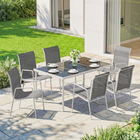 Outsunny 7 Piece Garden Dining Set with 6 Stackable Chairs - Grey-Adjustable outdoor recliner goes from 0° to 180° comfortably