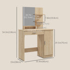 HOMCOM Vanity Desk with Mirror - 35.4" L x 15" W x 54.3" H - Natural Wood-The engineered wood surface is melamine-coated, smooth and easy to clean 
