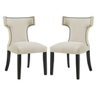 Modway Curve Fabric Dining Side Chair - Beige - 2 Pack-Solid Wood Frame