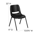 Flash Furniture HERCULES Series Kid's Black Ergonomic Shell Stack Chair with Black Frame & 12" Seat Height-Stack Quantity: 15