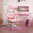 HOMCOM Reclining Faux Leather Gaming Chair with Footrest, Lumbar Support and Headrest - Pink-Medium-density foam padding wrapped in easy-to-clean faux leather