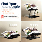 ShoppingAll Foldable Adjustable Book Holder with 360° Rotating Base and Elastic Clips - Black-The Ultimate All-In-One Stand - Whether you’re cooking, studying, or working, this versatile stand adapts to any task. It even doubles as a portable laptop stand! A thoughtful gift for anyone who loves cooking, reading, or working hands-free.