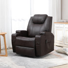 HOMCOM PU Leather Massage Recliner with 360 Degree Swivel Seat - Brown-Overstuffed, high-density foam padding with a pocket spring system offers a cozy experience