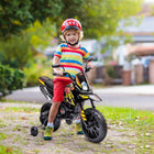 Qaba 12V Aprilia Licensed Battery-Powered Kids Electric Motorcycle - Yellow-Rear wheel shock absorber smooths out bumpy rides 
