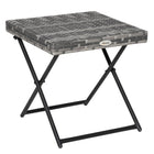 Outsunny Rattan Coffee Table for Balcony - Grey-Metal frame in powder coating, anti-peeling and corrosion resistant   