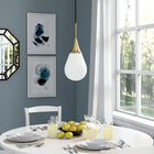 Hudson&Canal Ambrose 7.63" Wide Pendant with Glass Shade - Brass/White Milk-Rated for one 60W incandescent bulb - 9W LED bulb, 13W fluorescent (CFL) bulb, or 9W self-ballasted LED bulb, E26-base bulb, Bulb not included