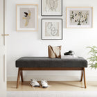 Modway Lyra 47" Fabric Upholstered Bench - Dark Grey-Rubberwood Legs