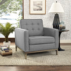 Modway Loft Upholstered Fabric Armchair - Light Grey-Tufted Seat and Back with Buttons
