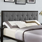 Modway Mia Fabric Queen Bed - Brown Grey-Powder-coated steel frame