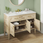 Modway Elysian 48" Wood Single Sink Bathroom Vanity - White/Burl-Concealed Kitchen Hinges