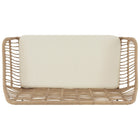Manhattan Comfort Antibes Modern Patio 4-Person Conversation 4-Piece Set with Coffee Table - Tan/Cream-Frame Made of Steel Wrapped in PVC Rattan Perfect for Outdoor Weather