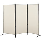 HOMCOM 3 Panel Double Hinged Freestanding Room Divider for Home Office - Beige-Three-panel design, great for creating a personal space or dividing up large rooms
