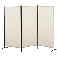 HOMCOM 3 Panel Double Hinged Freestanding Room Divider for Home Office - Beige-Three-panel design, great for creating a personal space or dividing up large rooms
