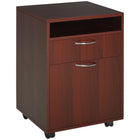 HOMCOM Vertical Filing Cabinet with Drawer Wheels - Espresso-Ample storage space with open shelf, drawer, and large cabinet are used for files and other important paperwork    
