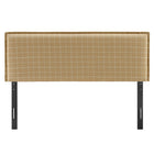 Modway Camille Checkered Linen Blend Full Size Headboard - Hemp Windowpane Check-Flanged Border