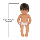 Miniland Educational Anatomically Correct 15" Baby Doll - Caucasian Boy - Brunette-Great for teaching social skills