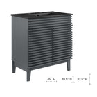 Modway Render 30" Bathroom Vanity - Grey/Black-Adjustable Storage Shelf