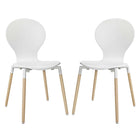 Modway Path Dining Chair - White - 2 Pack-Solid Beech Wood Legs