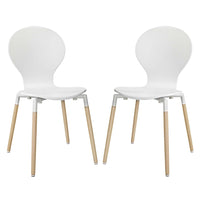 Modway Path Dining Chair - White - 2 Pack-Solid Beech Wood Legs