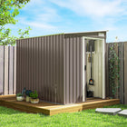 Outsunny 5 x 7FT Lean to Outdoor Storage Shed with Foundation Kit -  Light Grey-Easily enter and exit with space-saving sliding doors
