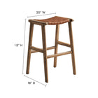 Modway Saoirse Leather Wood Bar Stool - Walnut Brown - Set of 2-Basket Weave Design