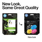 HP 64 Tri-color & Black Original Ink, 2 Pack (X4D92AN#140)-New Original HP (genuine) ink cartridge
