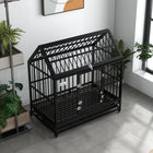 PawHut 49" Heavy Duty Dog Crate with Removable Tray and Doors - Black-Equipped with built-in wheels, two of which are lockable for stability 