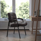 Flash Furniture Leather Executive Side Reception Chair with Black Metal Frame - Brown-CA117 Fire Retardant Foam