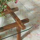 Modway Isby 35" Tempered Glass Coffee Table - Walnut-Rounded Corners