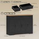 HOMCOM 47" Farmhouse Sideboard Buffet Cabinet with Soft-Close Hinges & Spice Racks - Black Wood Grain-Functions as a sideboard, TV stand, living room cabinet or hallway cabinet for versatile