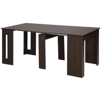 HOMCOM 23.6"-70.9" Rectangular Extendable Dining Table for 6-8 - Dark Brown-This dining table extends from 23.6" to 70.9", providing seating for up to 6 people