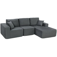 HOMCOM L-Shaped Sectional Sofa with Deep Seat - Dark Grey-Modular design transforms easily into a sofa bed or L-shaped couch  