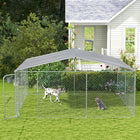 PawHut Outdoor Heavy Duty Dog Kennel - 15.1' x 15.1' x 7.5' - Silver-Solid galvanized for a stable structure ready for daily use 