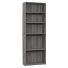 Monarch Specialties 7469 72"H Bookcase - Grey With 5 Shelves-Elegant grey wood-look finish on 3 sides