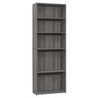 Monarch Specialties 7469 72"H Bookcase - Grey With 5 Shelves-Elegant grey wood-look finish on 3 sides