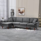 HOMCOM Changeable Sectional Sofa with Chaise Lounge - Dark Grey-Chaise lounge can be placed on either the right or left side to accommodate the room's layout