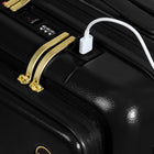 Champs Onyx Carry-on Luggage - Black-Charging on-the-go. Carry-on with built-in USB port allows you to charge your devices anywhere you go. (cable included, power bank not included)