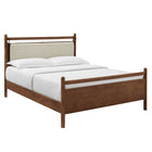 Modway Leni King Size Wood Platform Bed Frame - Walnut Heathered Ivory-King Size Platform Bed