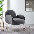 Modway Transcend Performance Velvet Armchair - Grey-Performance Velvet Upholstery