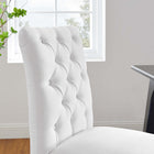 Modway Duchess Button Tufted Fabric Dining Chair - White-Fine Polyester Fabric Upholstery