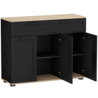 HOMCOM 40" Modern Sideboard Buffet Cabinet with Drawers & Storage Doors - Black-Includes a wide drawer and two cabinets, providing ample organized storage