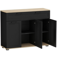 HOMCOM 40" Modern Sideboard Buffet Cabinet with Drawers & Storage Doors - Black-Includes a wide drawer and two cabinets, providing ample organized storage