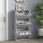 HOMCOM Slim Shoe Storage Cabinet with 3 Flip Drawers for 12 Pairs - Grey-Two-level adjustable shelf for various shoes