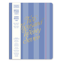 Orange Circle Studio Cabana Stripes Just Right Monthly Planner  - 7.5" x 9.75" - Assorted Colours - Bilingual-Features elastic band for closure and interior storage pocket