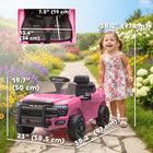 Qaba 12V Licensed Dodge RAM 3500 Electric Kids Ride on Car - Pink-With soft start and suspension for a gentle, bump-free adventure 