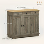HOMCOM 39.8" L Sideboard Buffet Cabinet with Storage - Grey-Robust material is easy to clean with a damp cloth