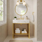 Modway Gridiron 30" Bathroom Vanity - White/Gold-8" Centerset Faucet Holes
