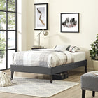 Modway Sharon Fabric Twin Bed Frame with Squared Tapered Legs - Grey-Upholstered in Polyester