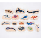 TickiT Wooden Sea Life Blocks - Set of 15-Foster descriptive language: Learn about marine life from around the world. Use these realistic images to compare and describe the animals