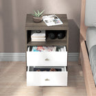 HOMCOM Nightstand with 3 Drawers and Open Storage - Grey - Set of 2-Anti-tipping design for added safety